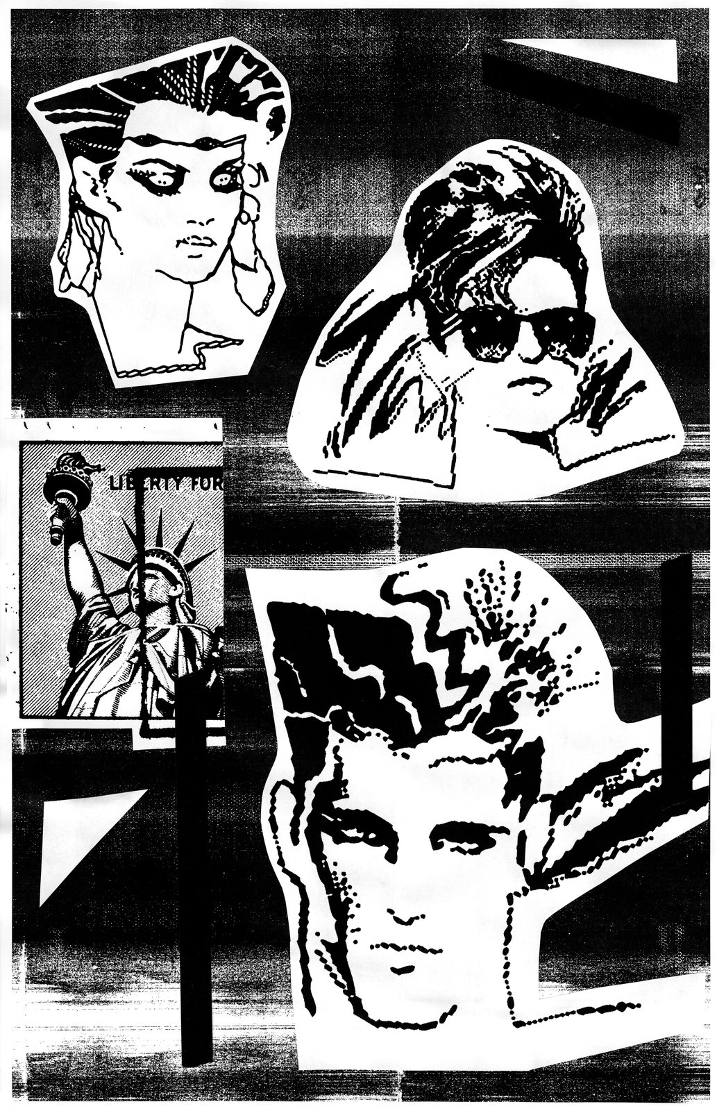 Drawn faces cut out and stacked