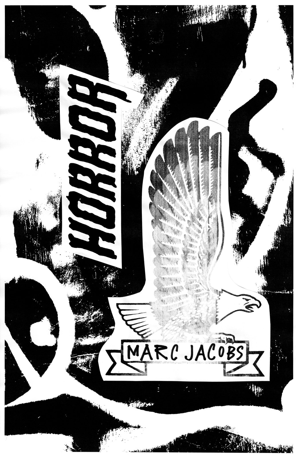 Horror: an eagle over a Marc Jacobs banner