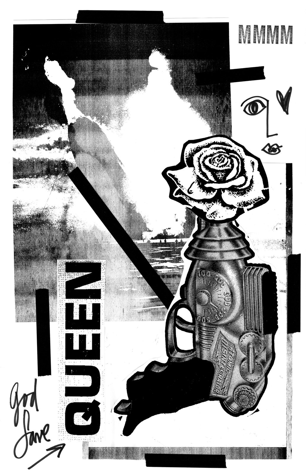 Queen: a rose on a ray gun