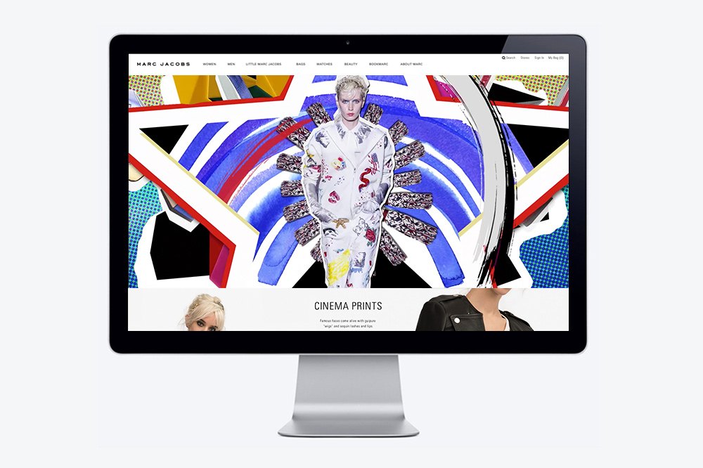 The collage world on the Marc Jacobs site, on desktop