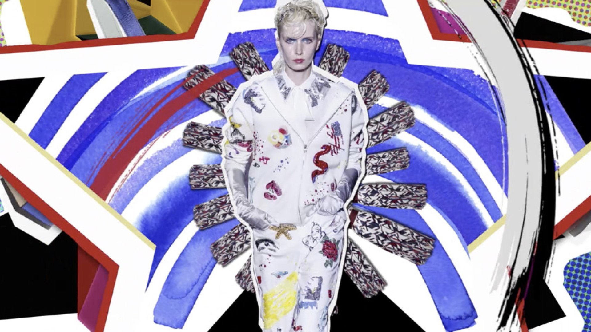 Runway look collaged into a starburst for the site