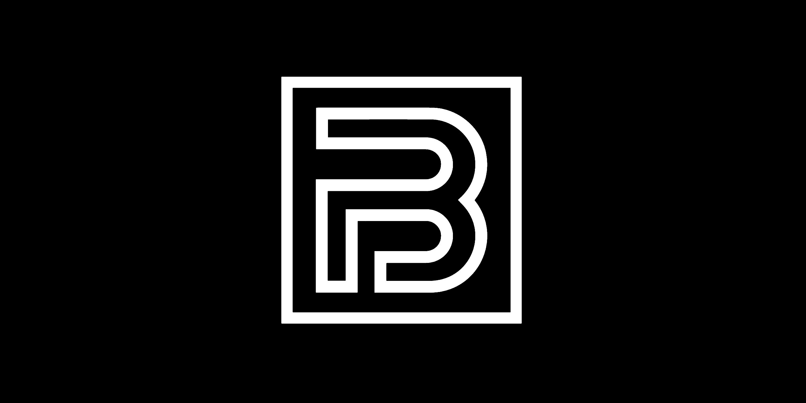 The PB monogram, white on black