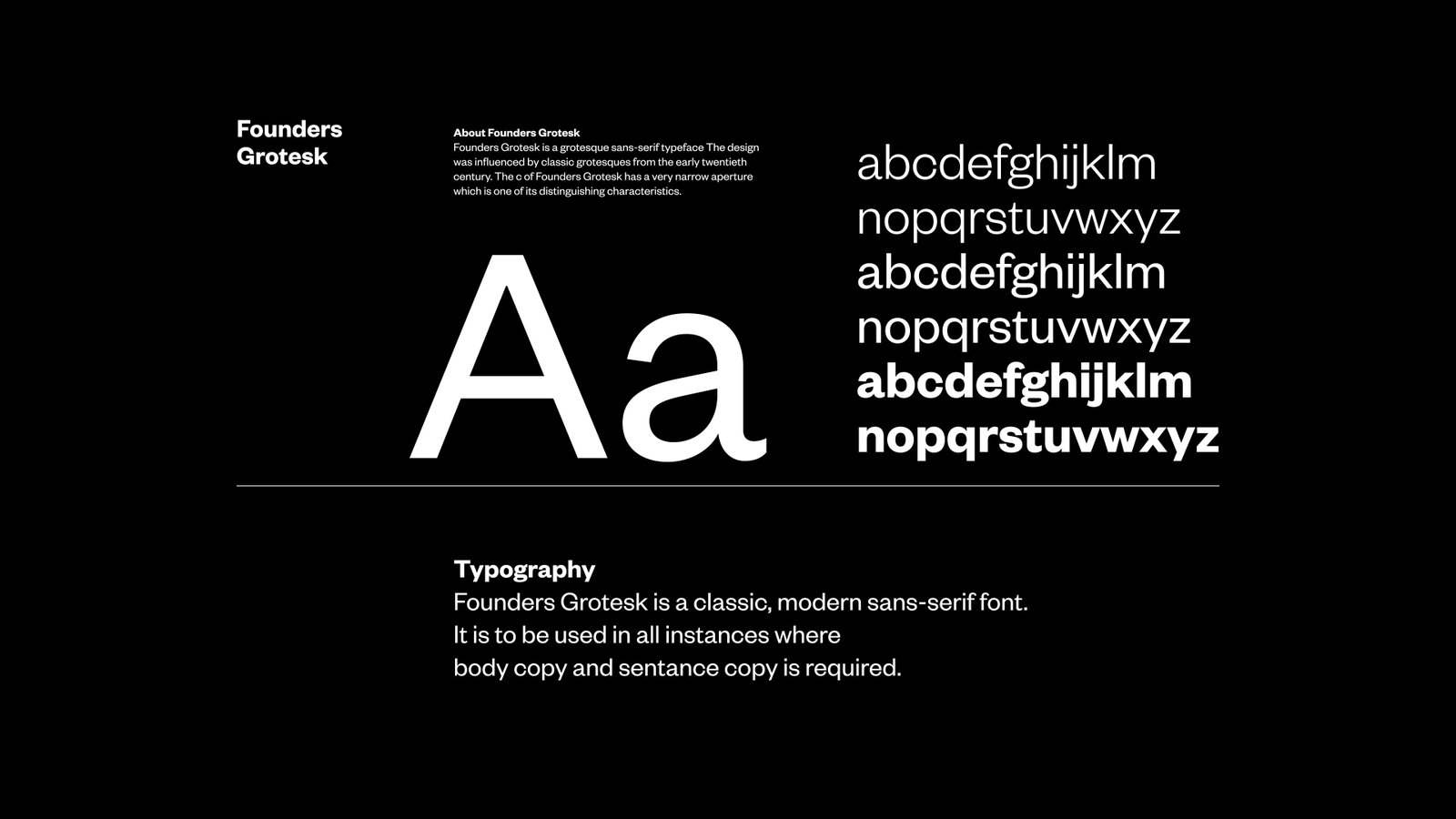 Type specimen: Founders Grotesk