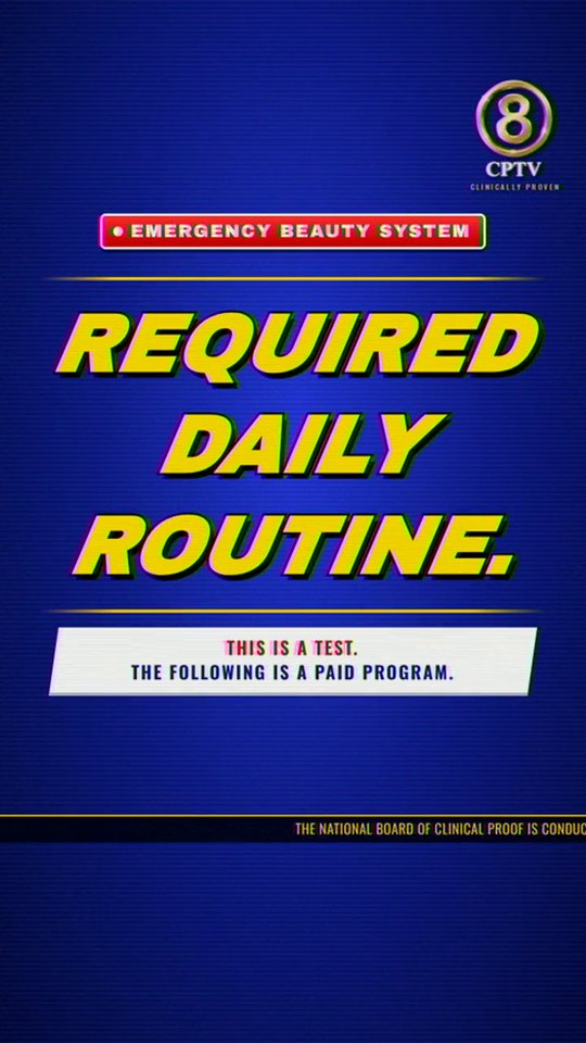 The intro test card: Emergency Beauty System, Required daily routine
