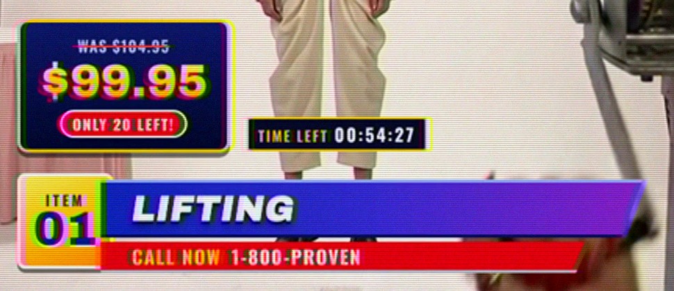 The sell: was $104.95, now $99.95, only 20 left, time left 00:54:27, and the Item 01 Lifting lower third with Call now 1-800-PROVEN