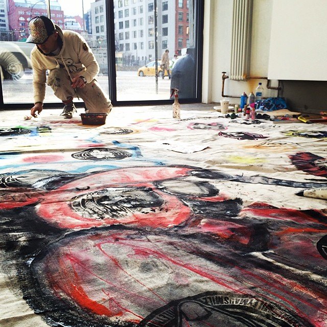 Painting on the gallery floor