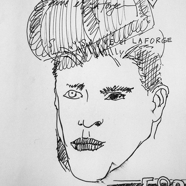 Scooter LaForge’s pen drawing of Christopher Lee Sauvé