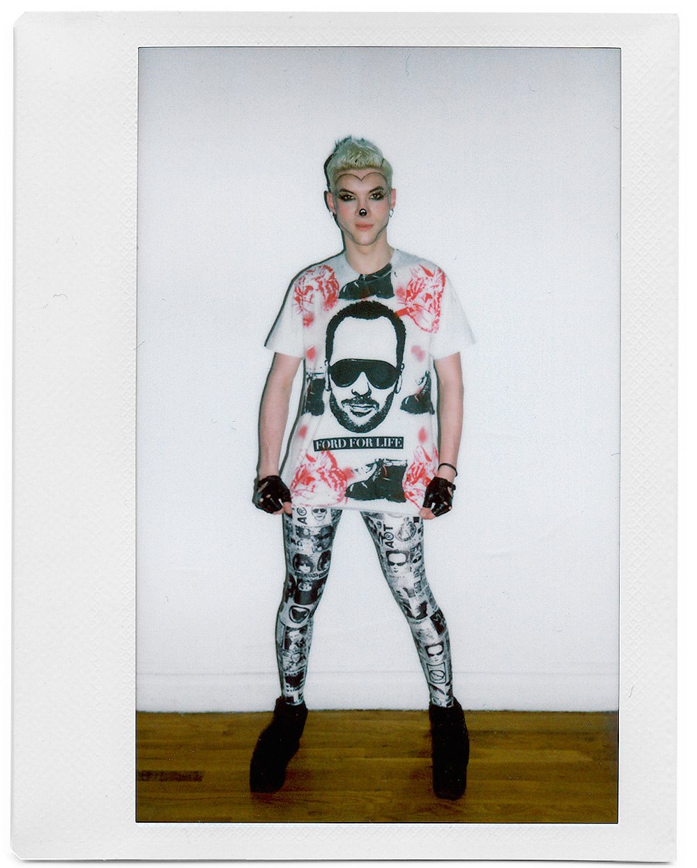 Model in the Ford tee