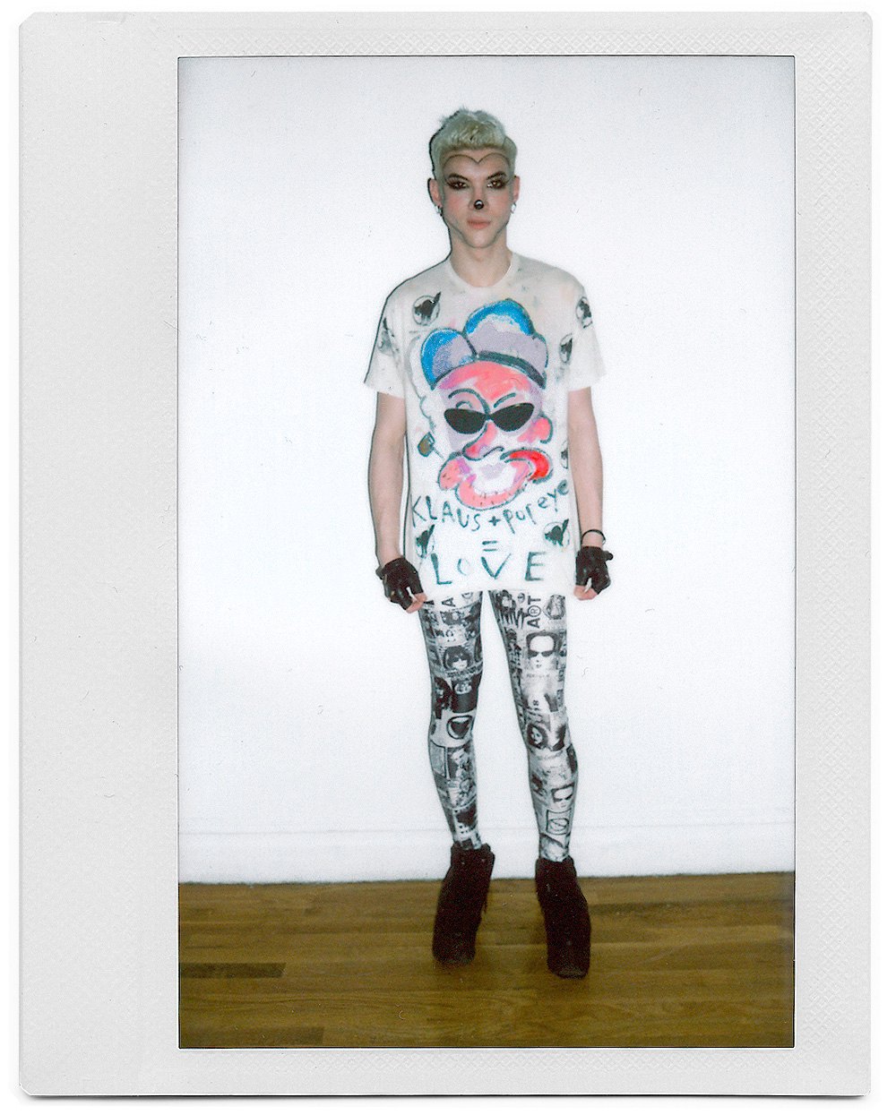 Model in the Klaus Nomi tee