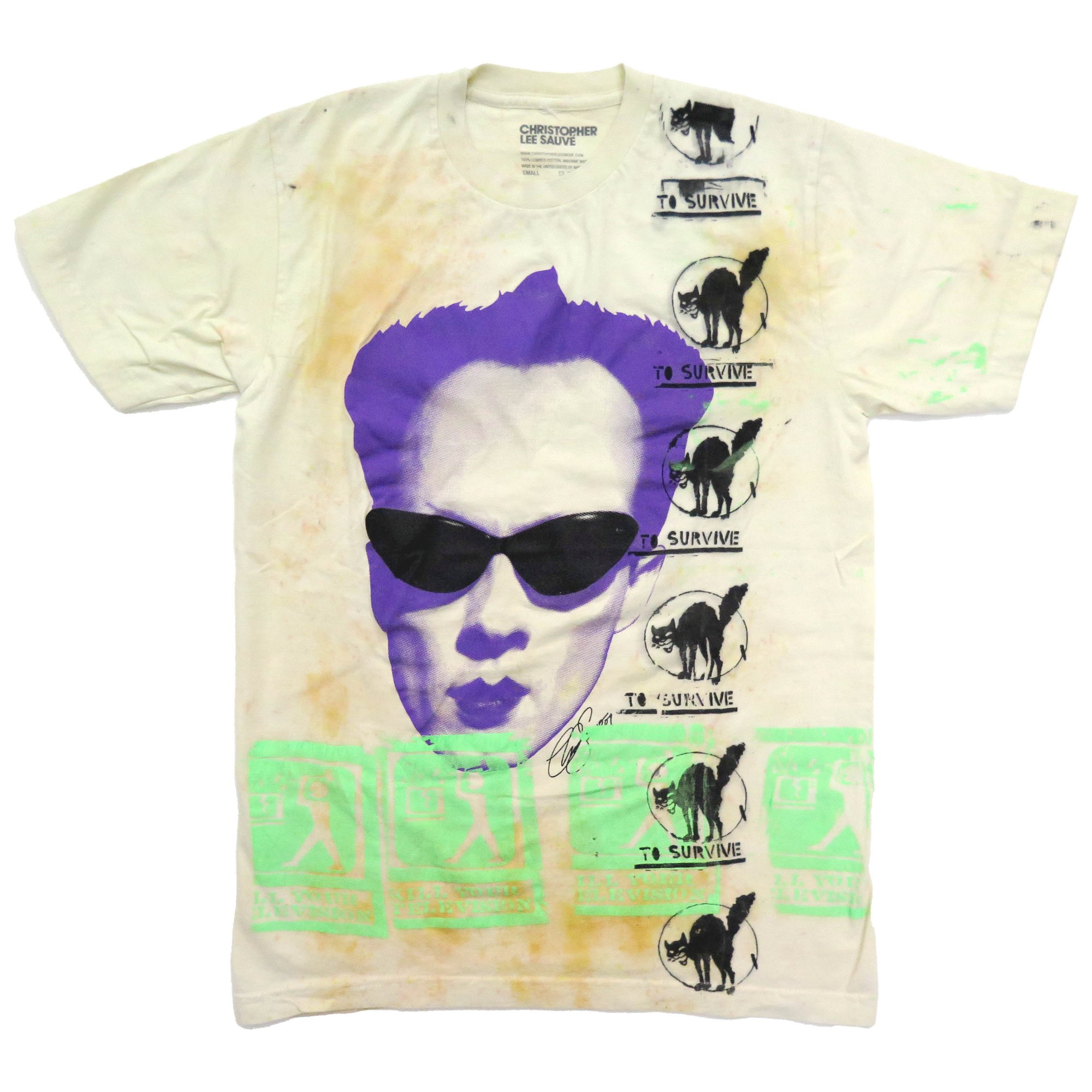 Hand-painted tee: Klaus Nomi in sunglasses