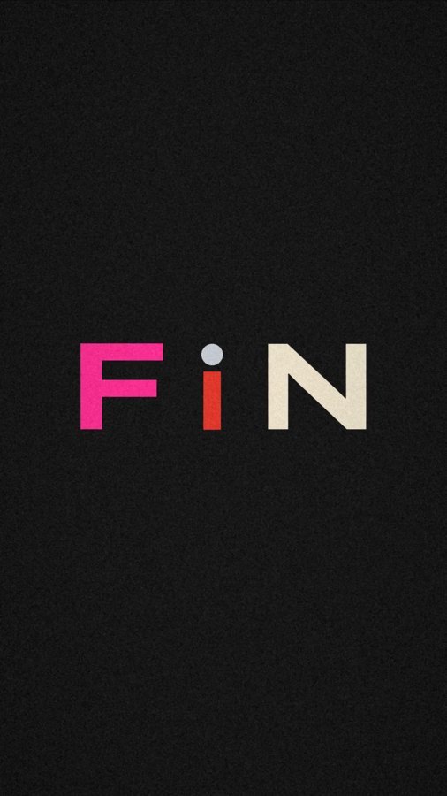End card: FiN, one character’s color per letter
