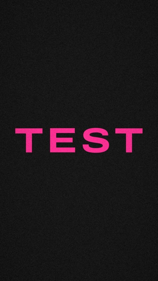 Title card: TEST in pink