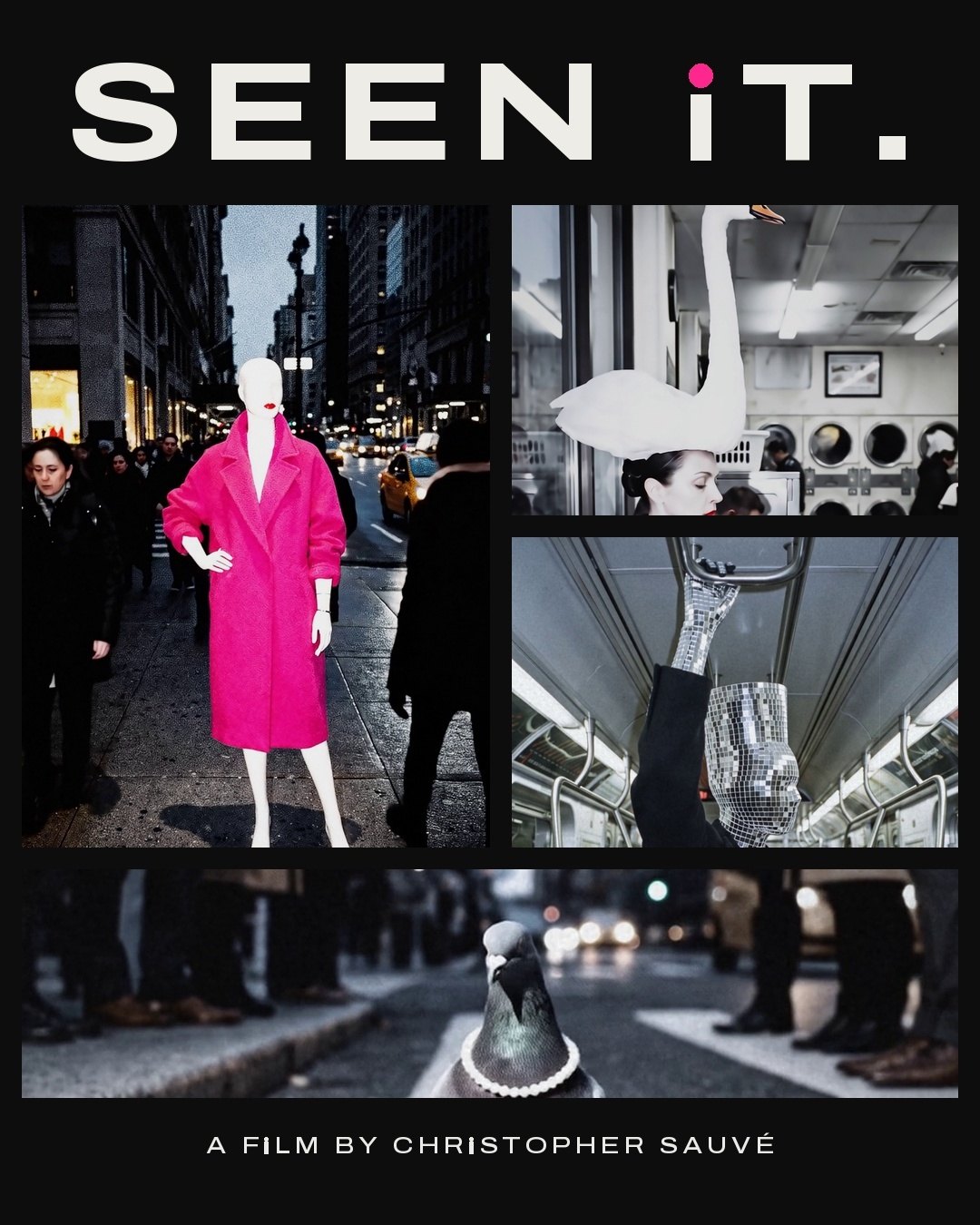The season one cover: SEEN iT. over a grid of Fifth, Hattie’s swan, Disco on the subway and Pearl on the crosswalk