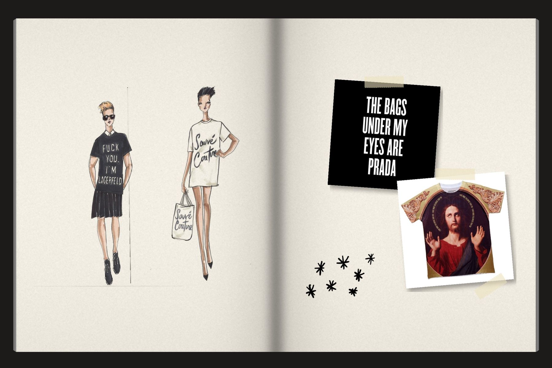 Sketchbook spread: Pop Cult Club marker drawings