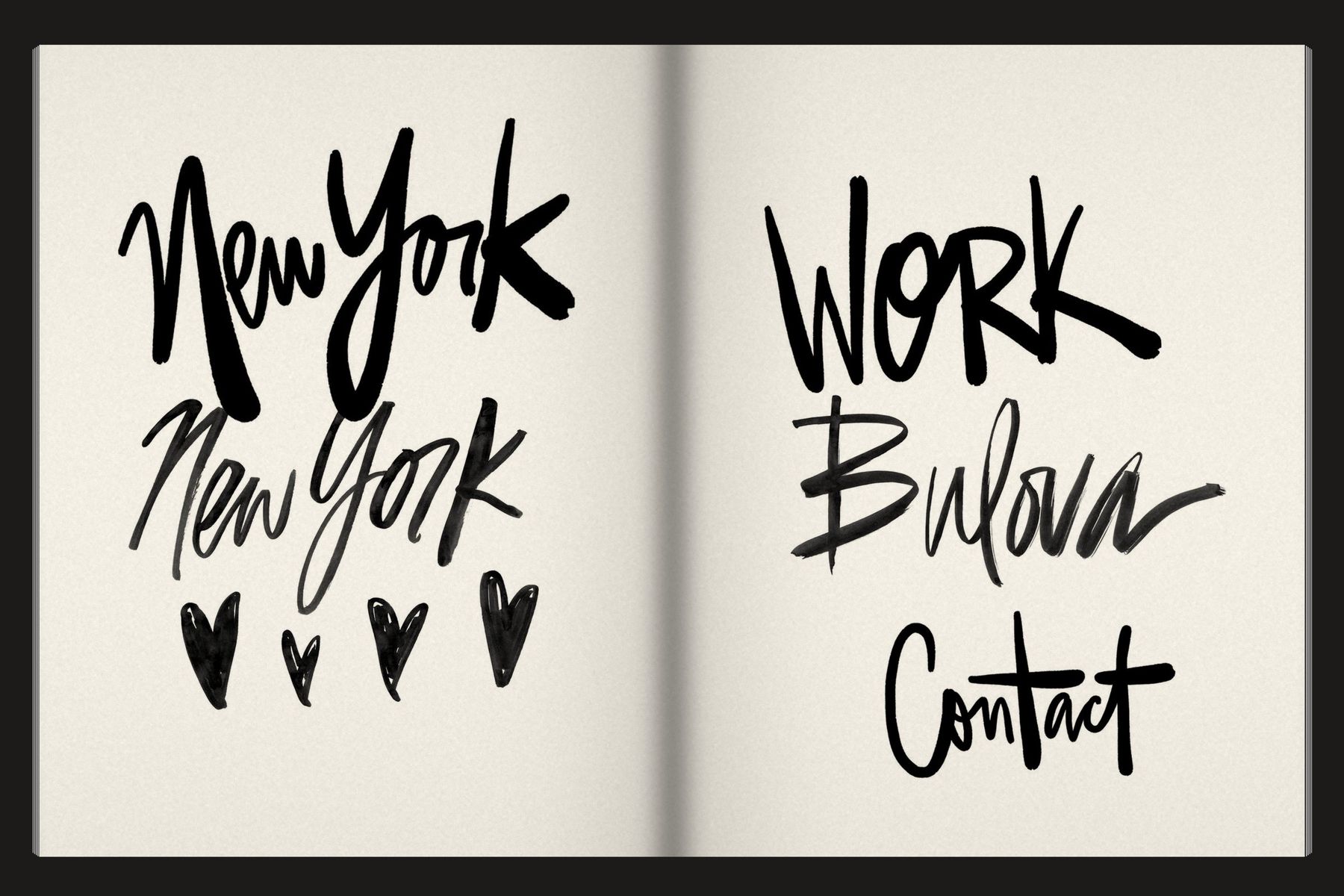 Sketchbook spread: Lettering, New York and Bulova
