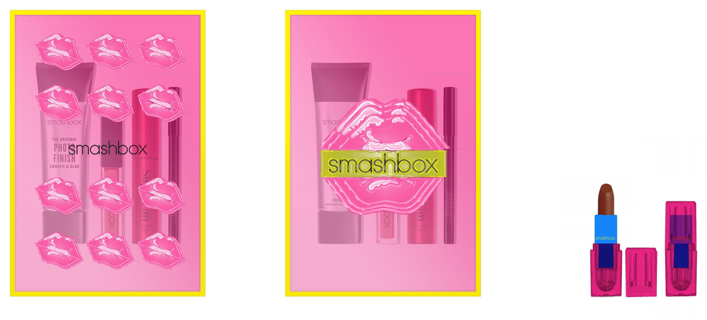 Option 03: two pink kits covered in glossy lips, and a lipstick