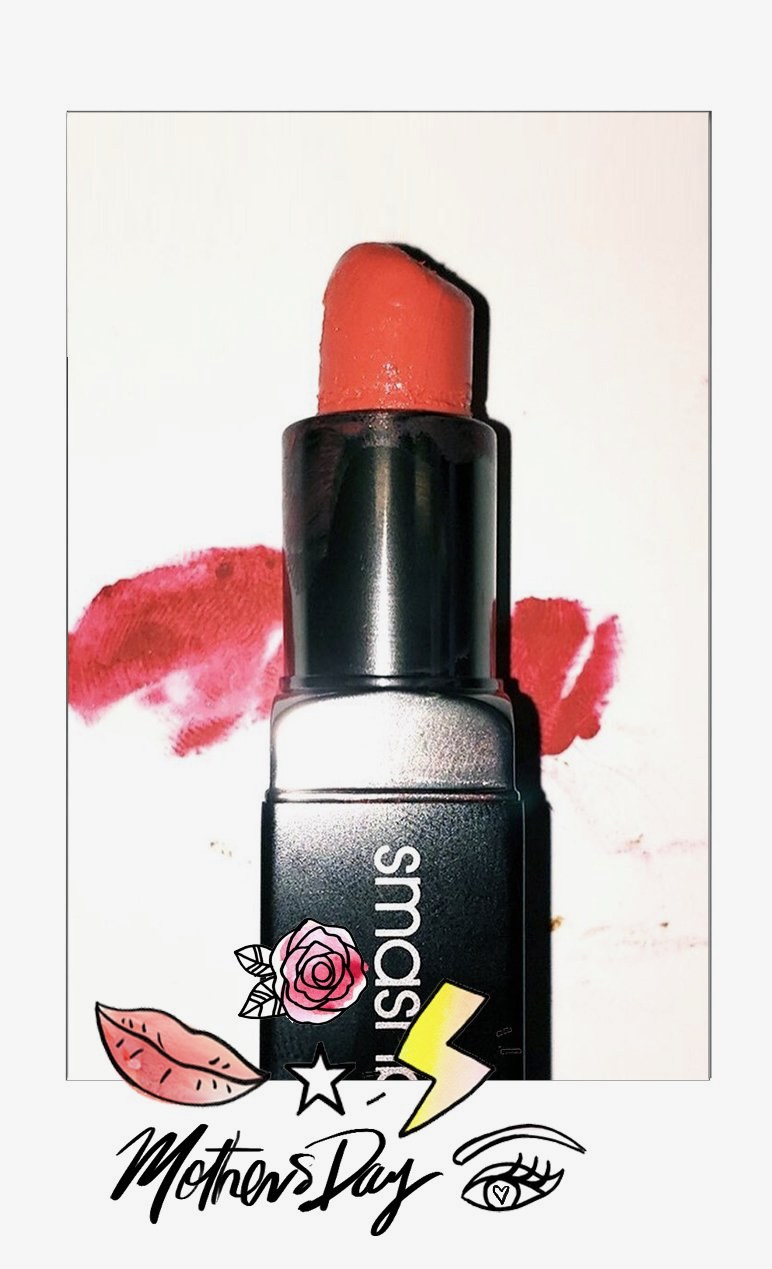 A red lipstick with doodled roses and Mother’s Day in script