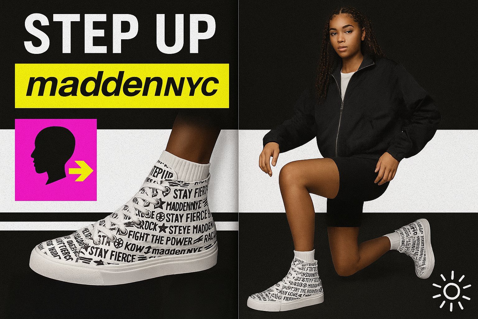 Step Up maddenNYC key visual with a lettered sneaker