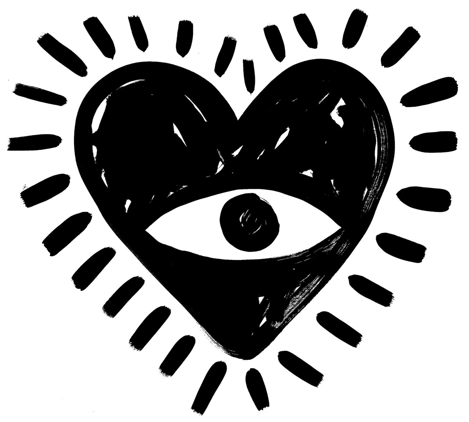 Heart with an eye, radiating