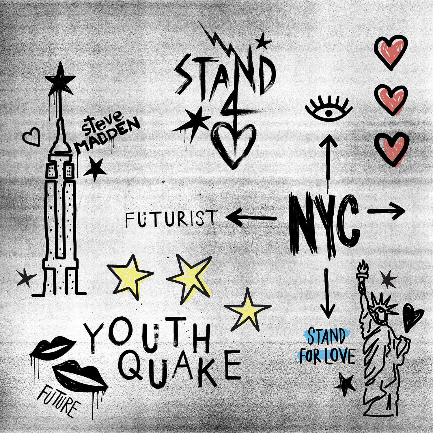 NYC graffiti print: Stand for Love, Youth Quake, Futurist
