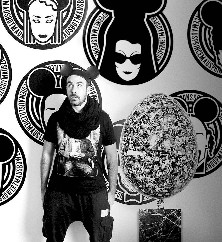 Christopher Lee Sauvé with the finished egg