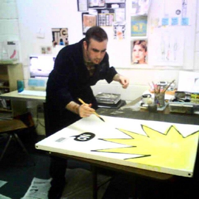 Painting Wonder Woman for DVF in the Bushwick studio, 2008