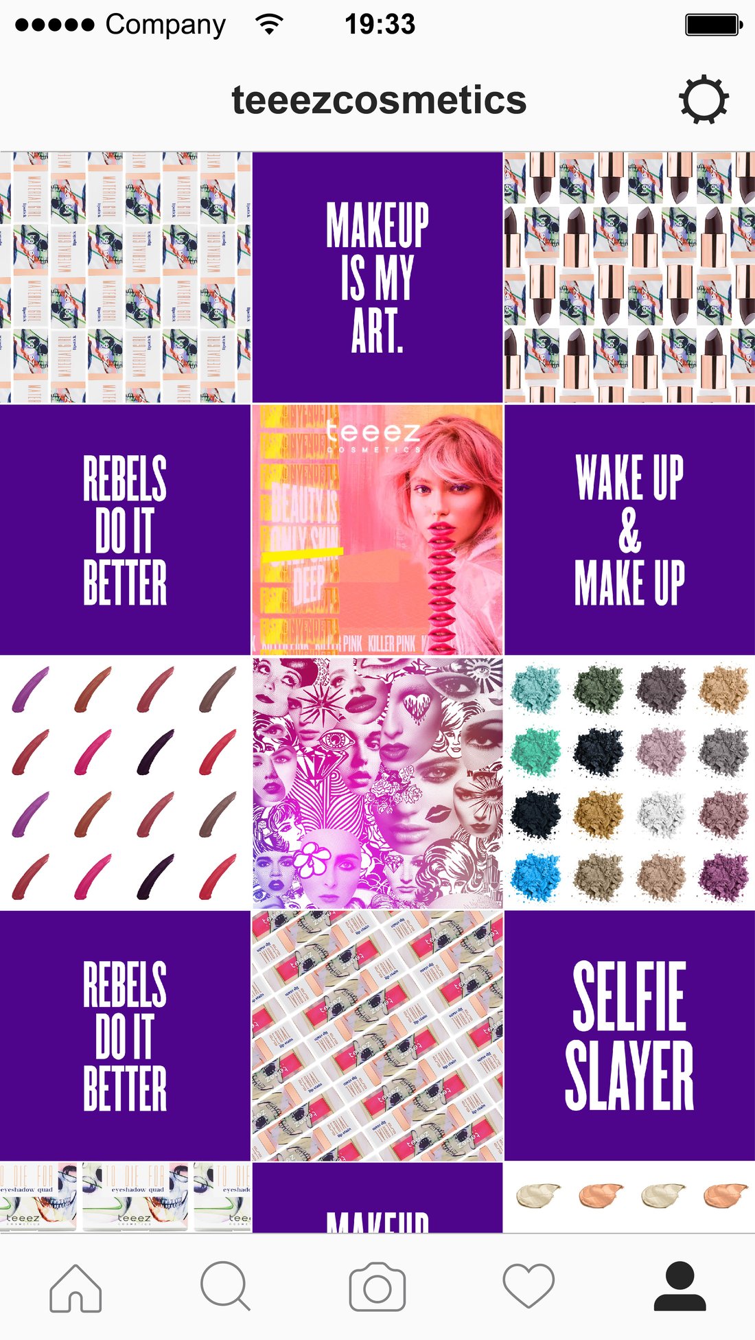 The Teeez feed on a phone: Rebels do it better, Wake up and make up, Selfie slayer