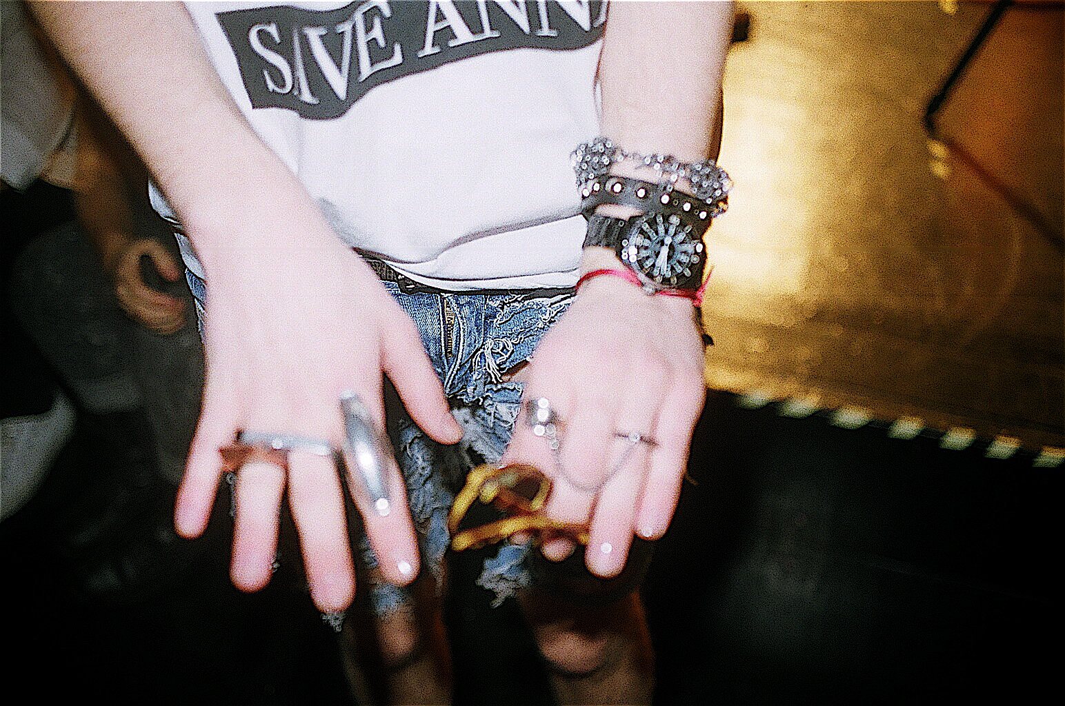 Rings, studs and a Save Anna tee, shot on film