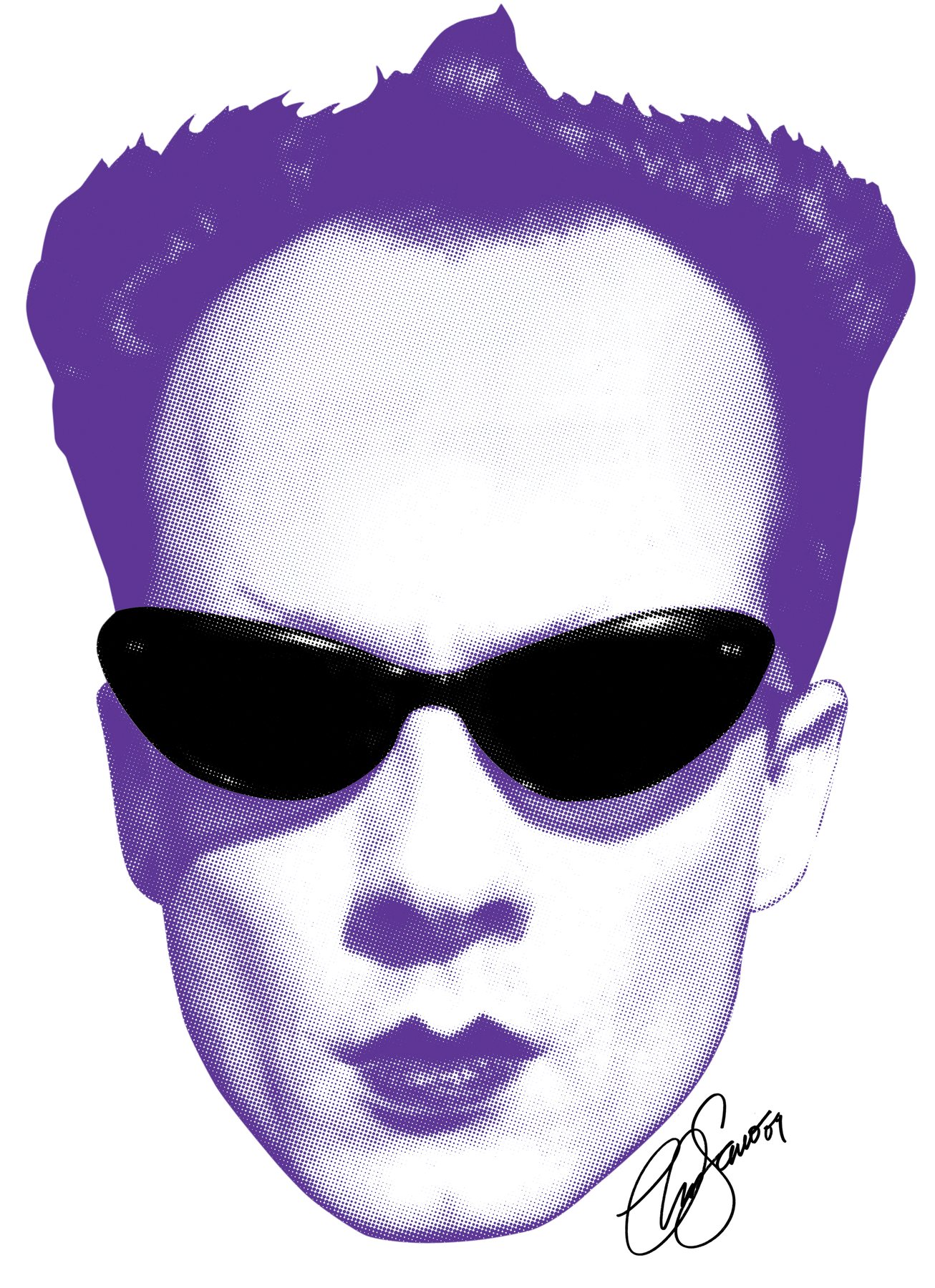Klaus Nomi in violet halftone