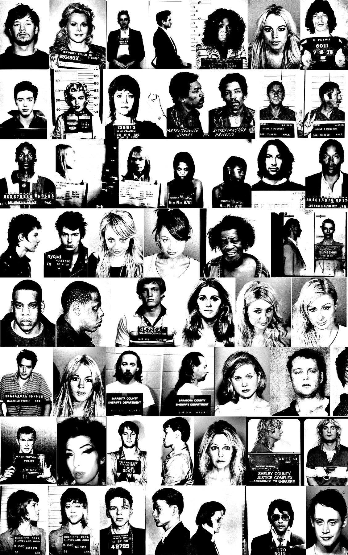 Celebrity mugshots as one screen