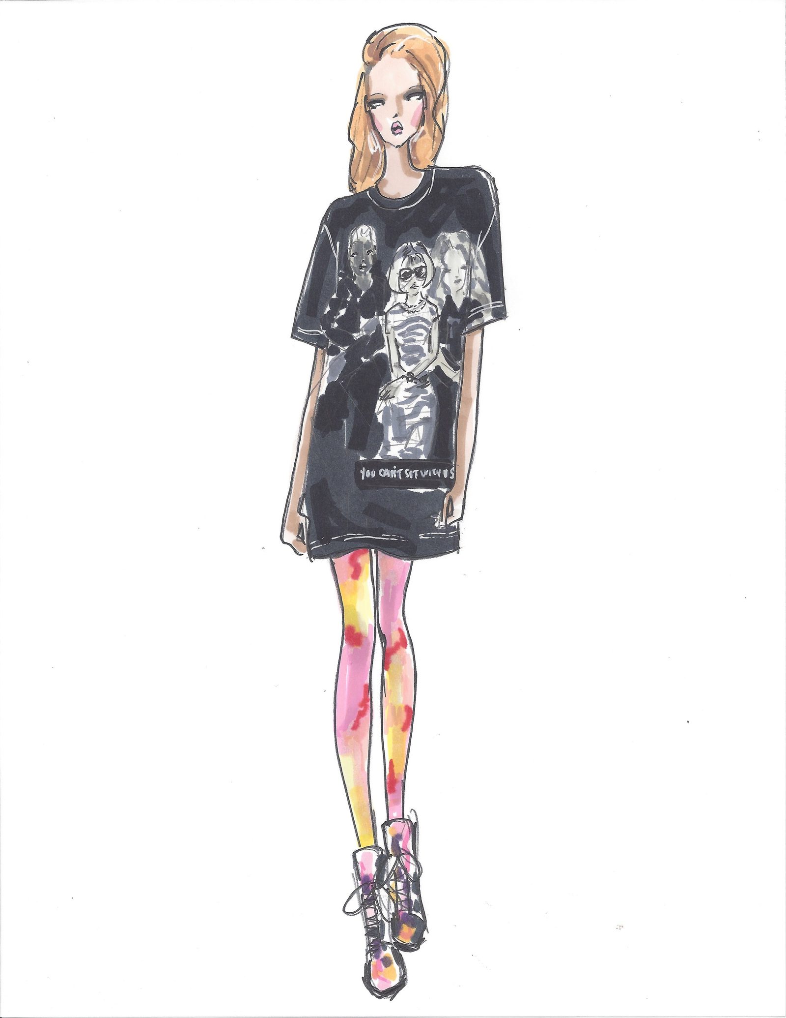 Hand-drawn lookbook illustration