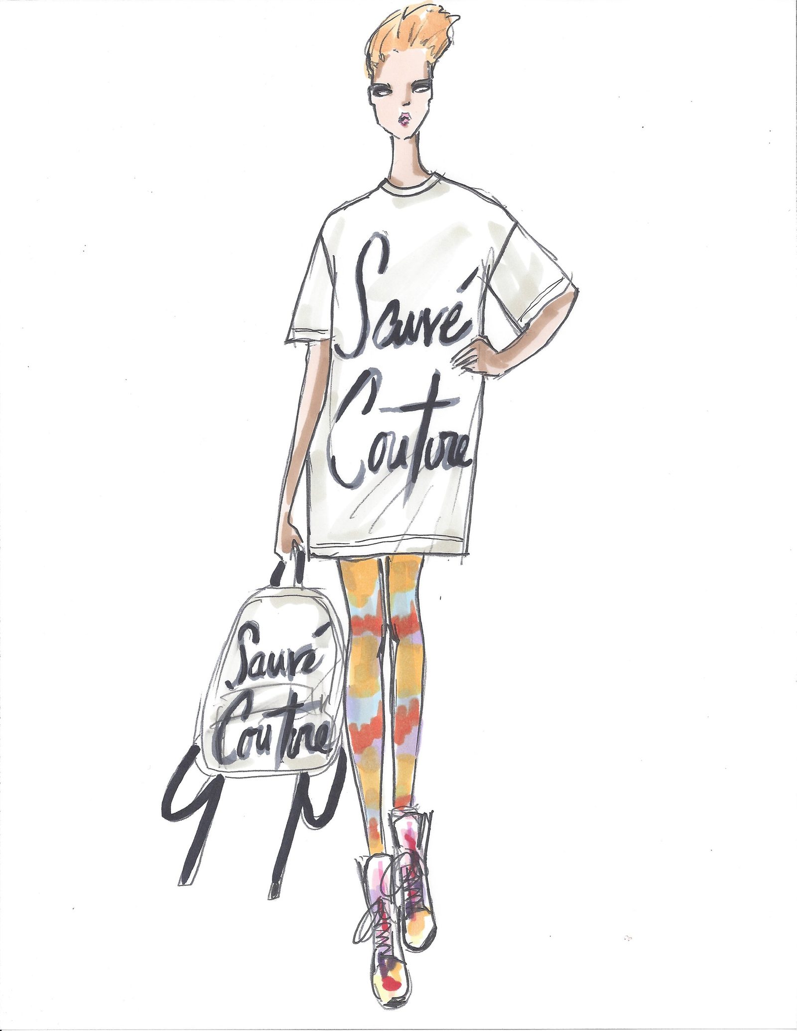 Hand-drawn lookbook illustration: Sauvé Couture
