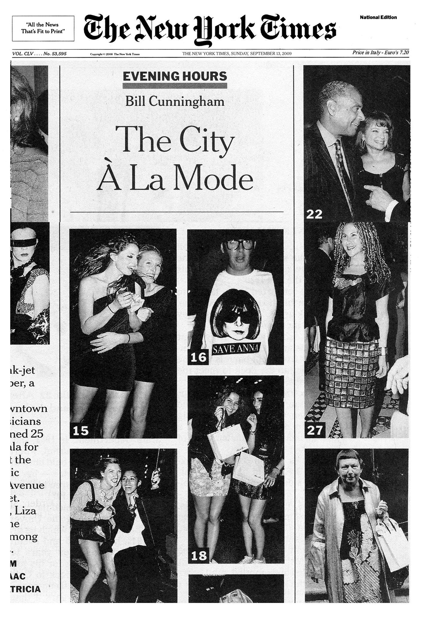 The New York Times Evening Hours page with a Save Anna tee
