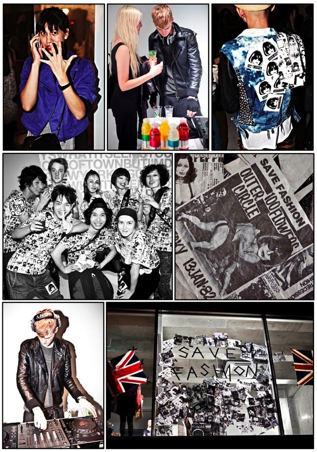 Collage of the Tokyo launch party and window
