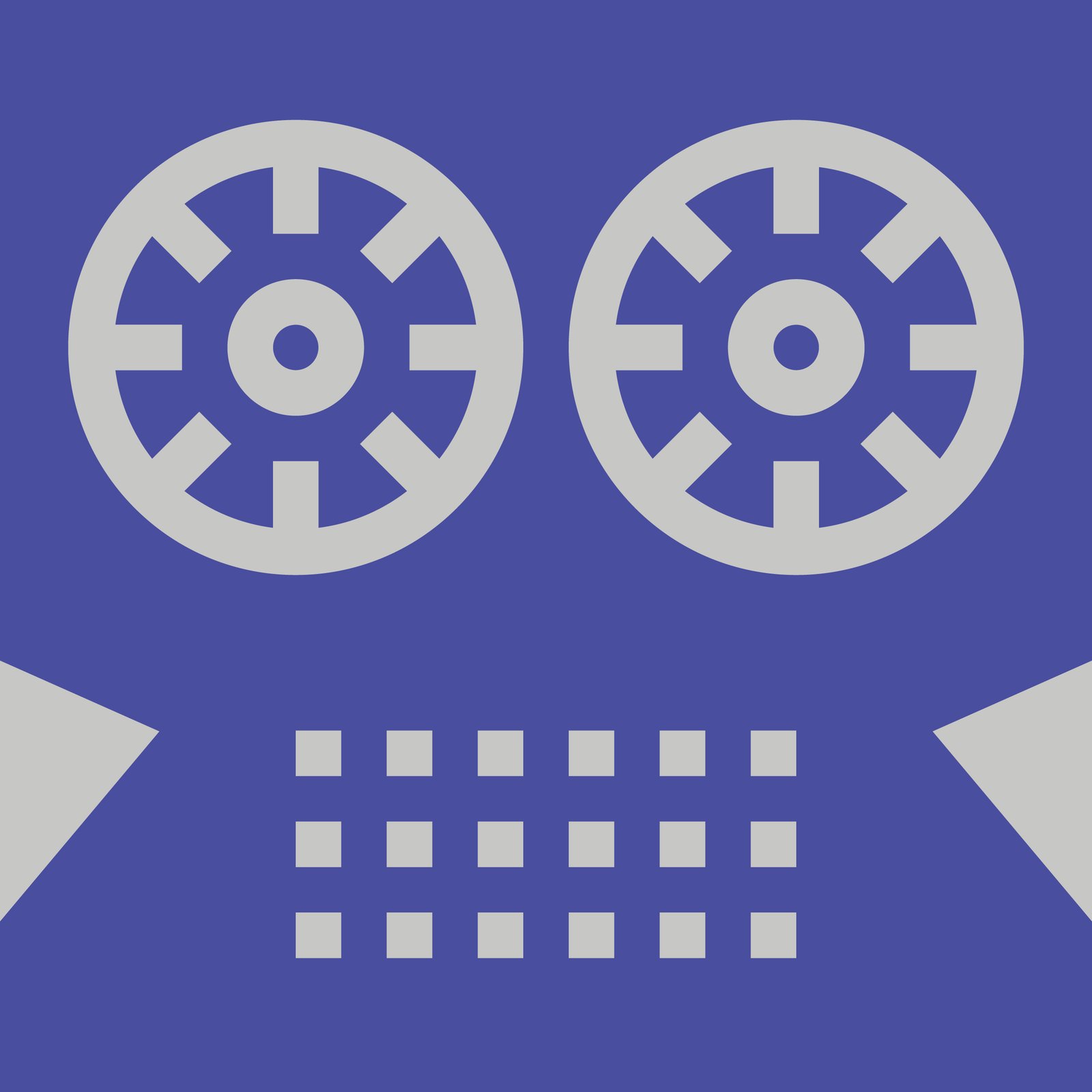 Instagram post: two reels and a grid of squares in gray on blue