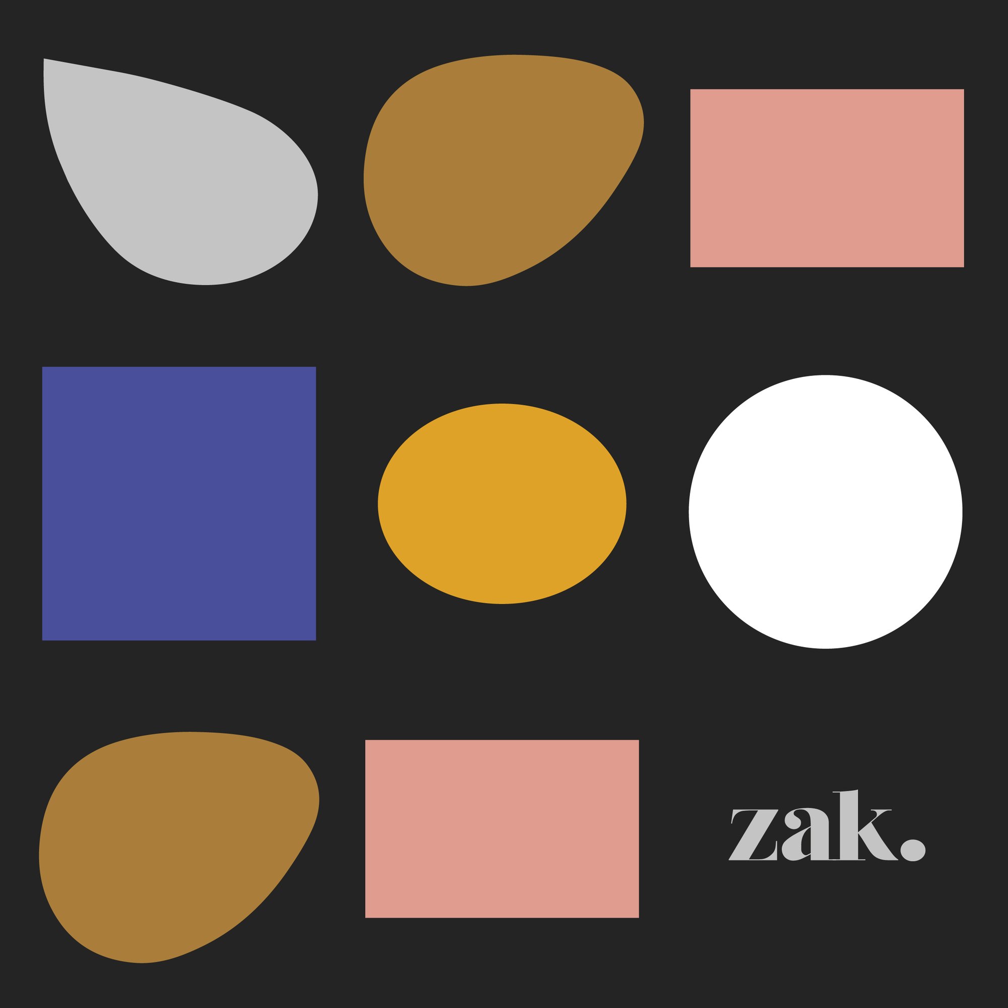 Instagram post: palette shapes on black with the zak. wordmark