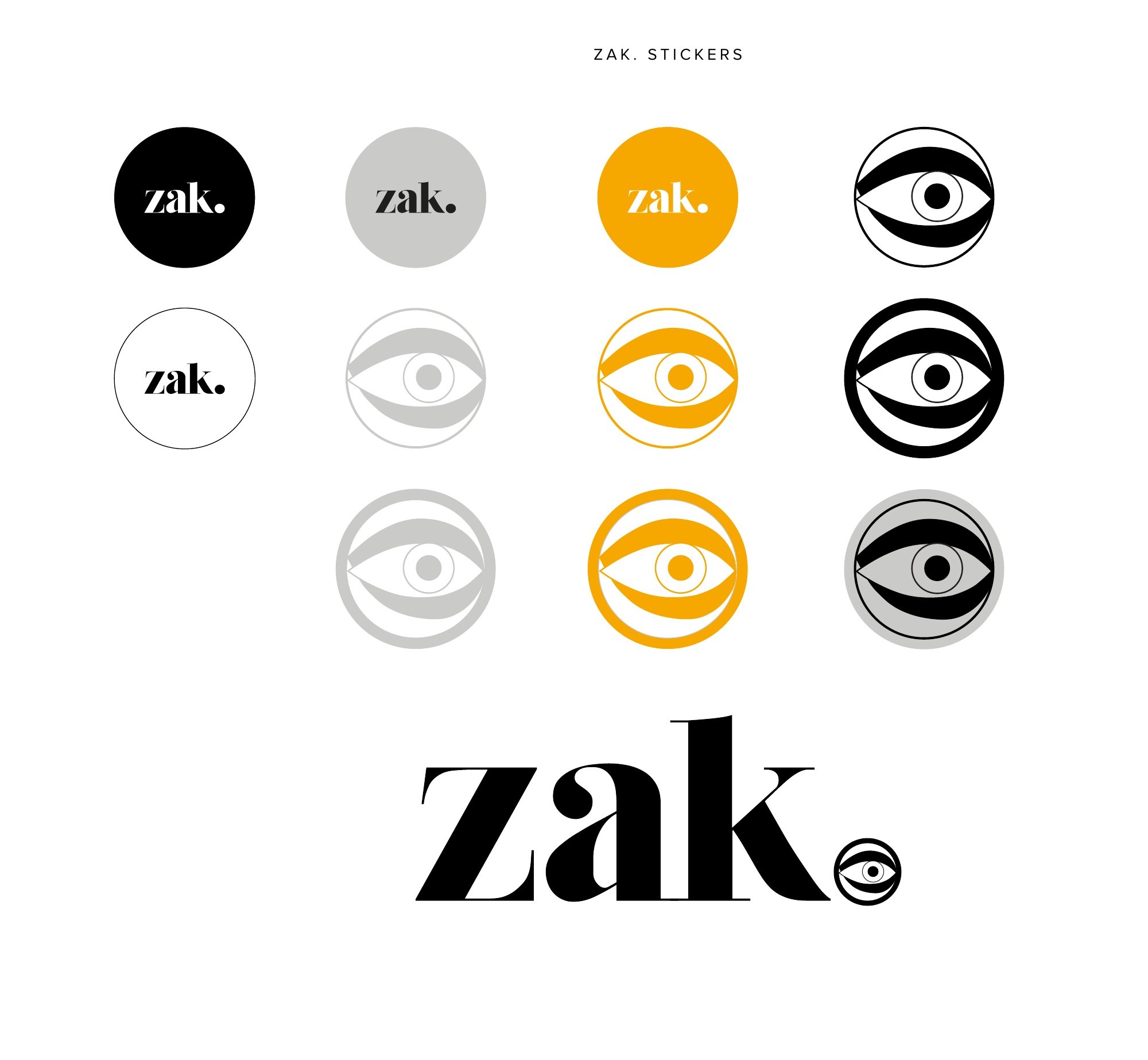 Sticker sheet: zak. roundels and eye roundels in black, gray, gold and white